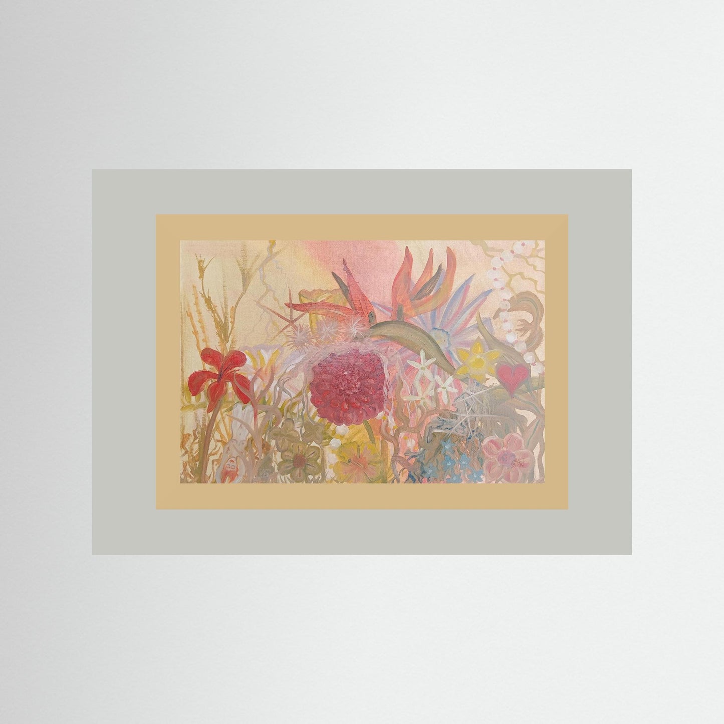 "In Touch With Reality" Floral Paper Print – Modern Oil Painting Wall Art