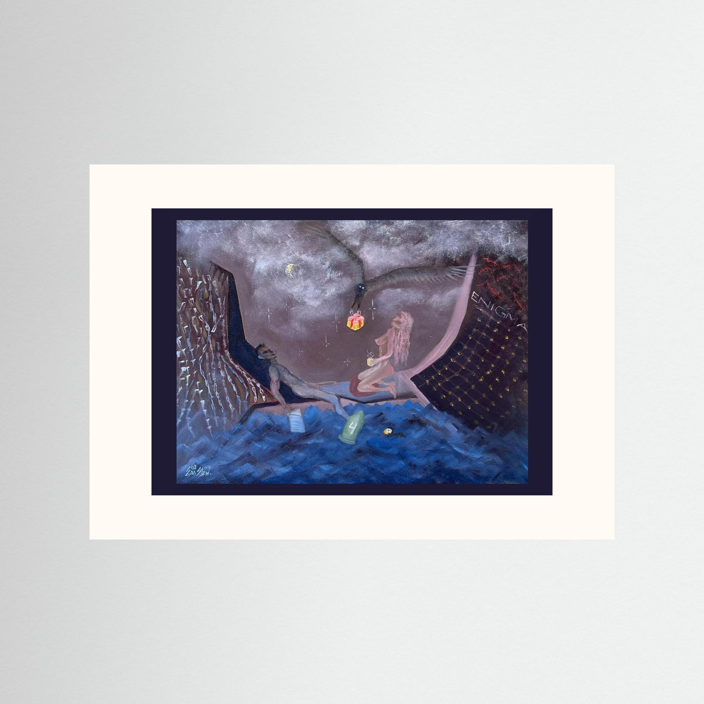 "Ocean" Scene Paper Print – Modern Surreal Oil Painting Wall Art