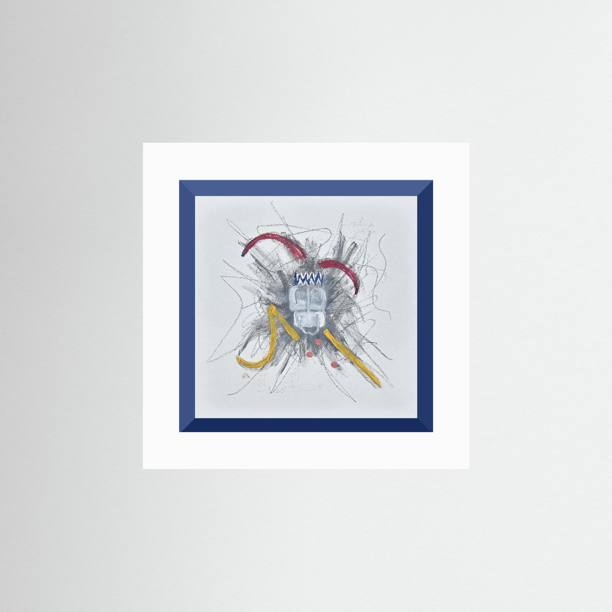 "Untitled" Jester Paper Print – Modern Expressionist Mixed Media Painting Wall Art