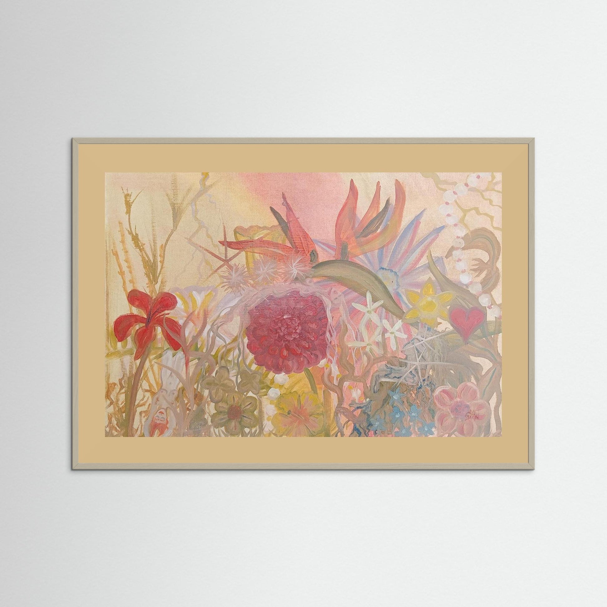 "In Touch With Reality" Floral Paper Print – Modern Oil Painting Wall Art