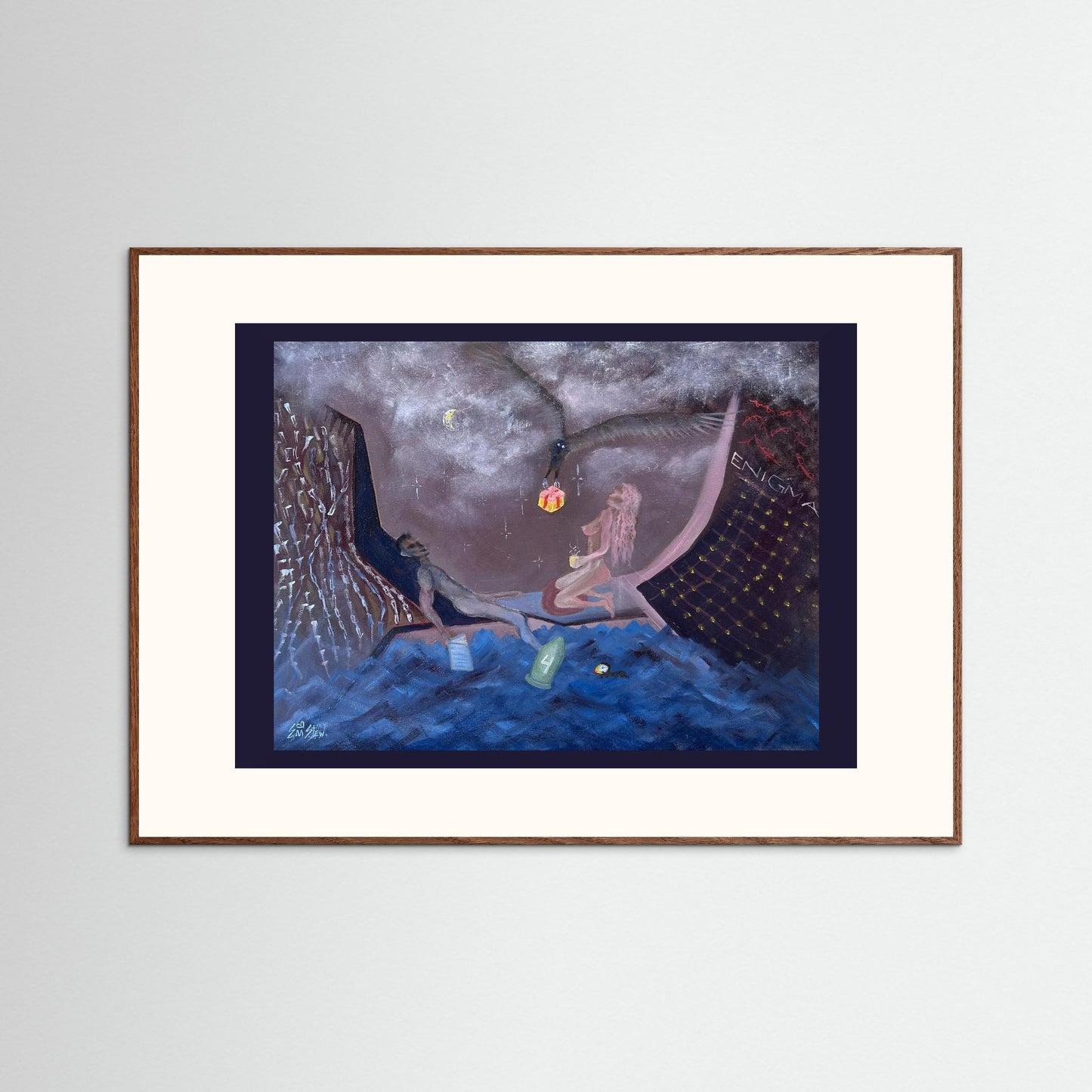"Ocean" Scene Paper Print – Modern Surreal Oil Painting Wall Art