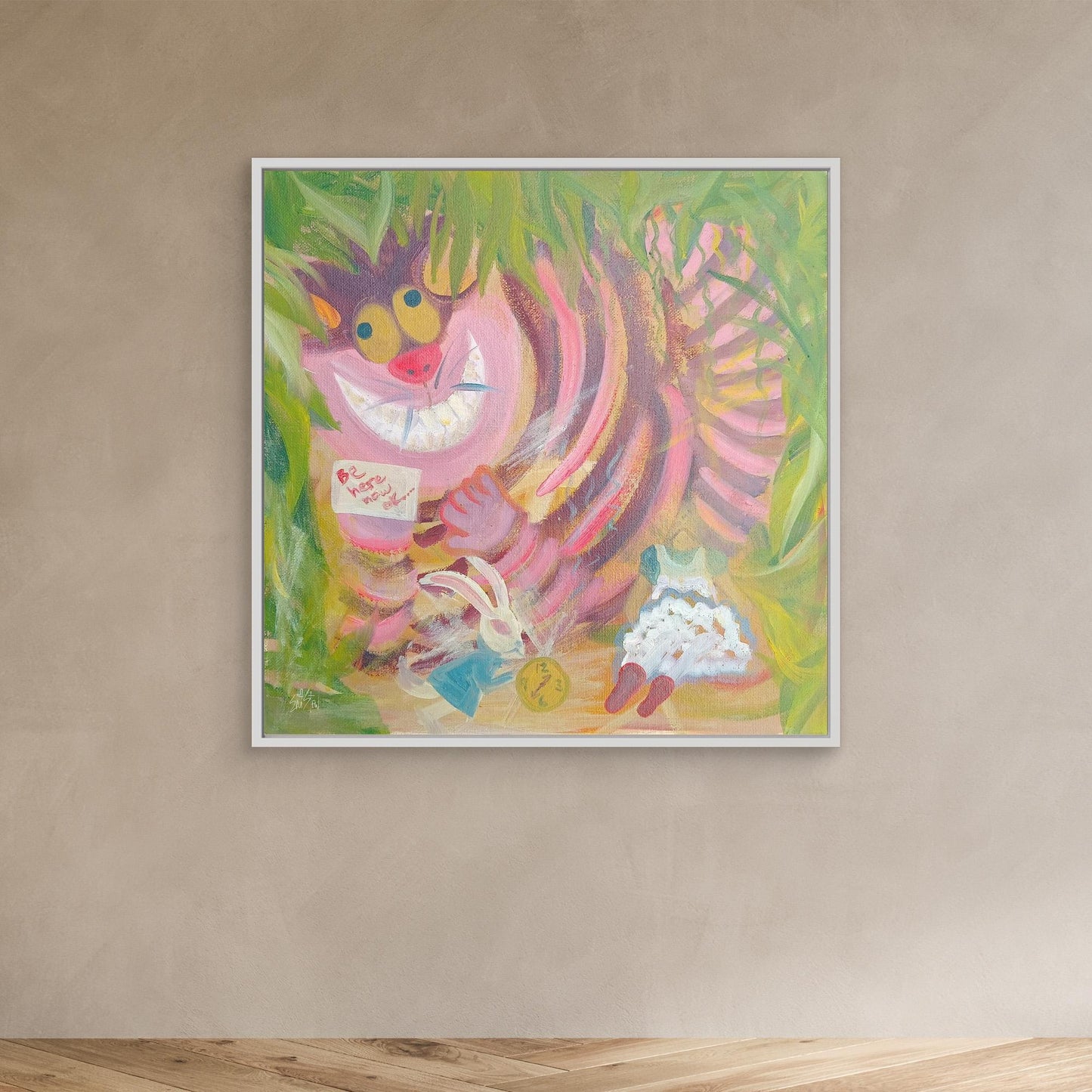 “Be Here Now” Cheshire Cat Art Canvas Print
