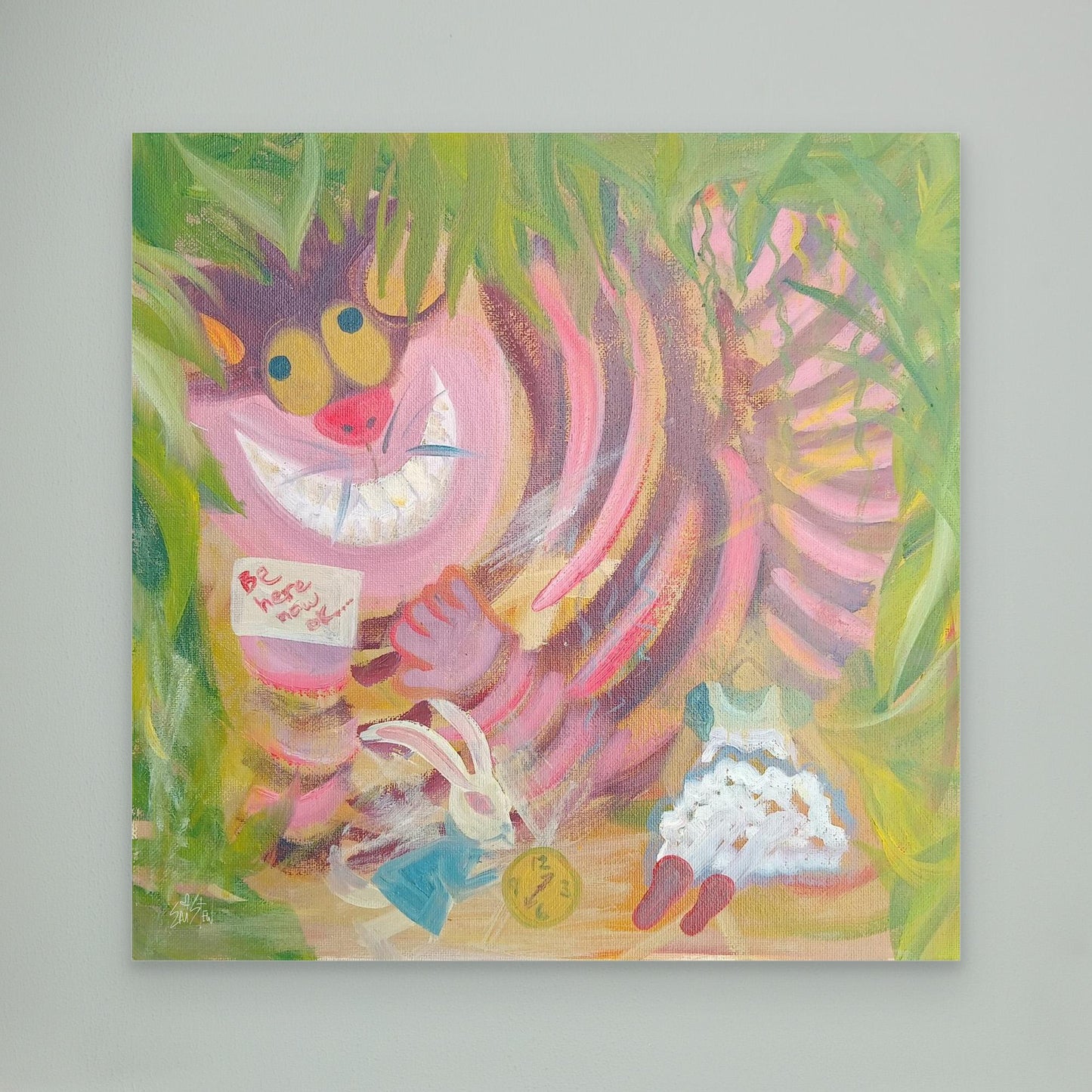 “Be Here Now” Cheshire Cat Art  Canvas Print
