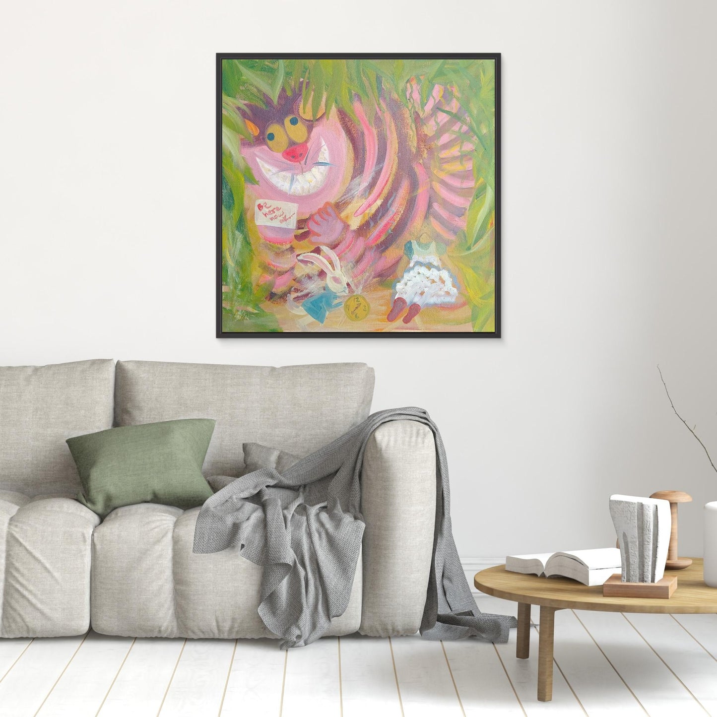 “Be Here Now” Cheshire Cat Art Canvas Print
