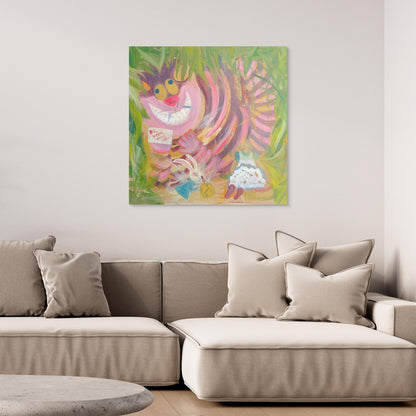 “Be Here Now” Cheshire Cat Art Canvas Print
