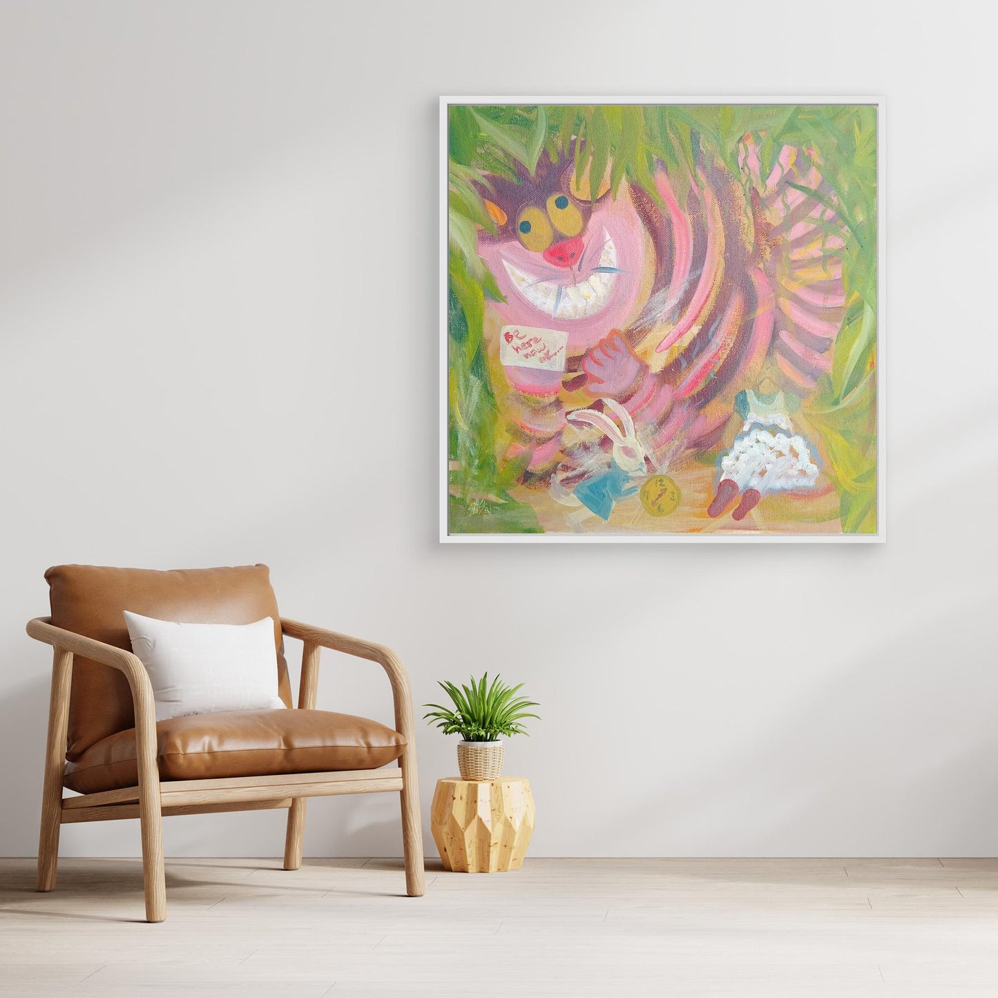 “Be Here Now” Cheshire Cat Art Canvas Print
