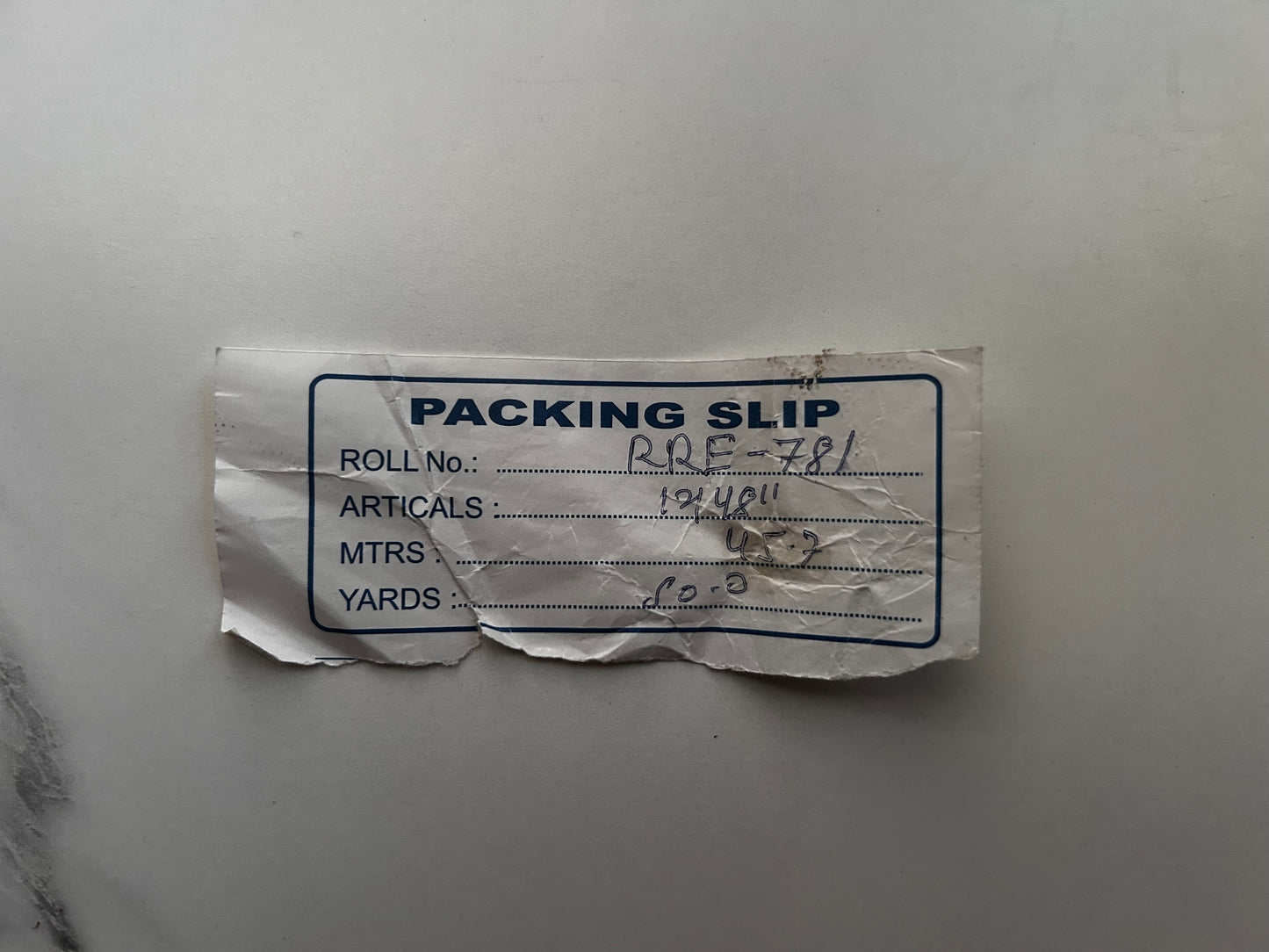 Packing slip canvas receipt
