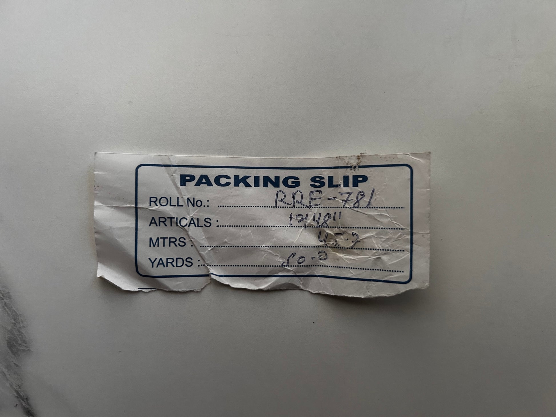 Packing slip canvas receipt