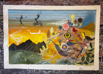 plant medicine original art on large XL raw canvas
