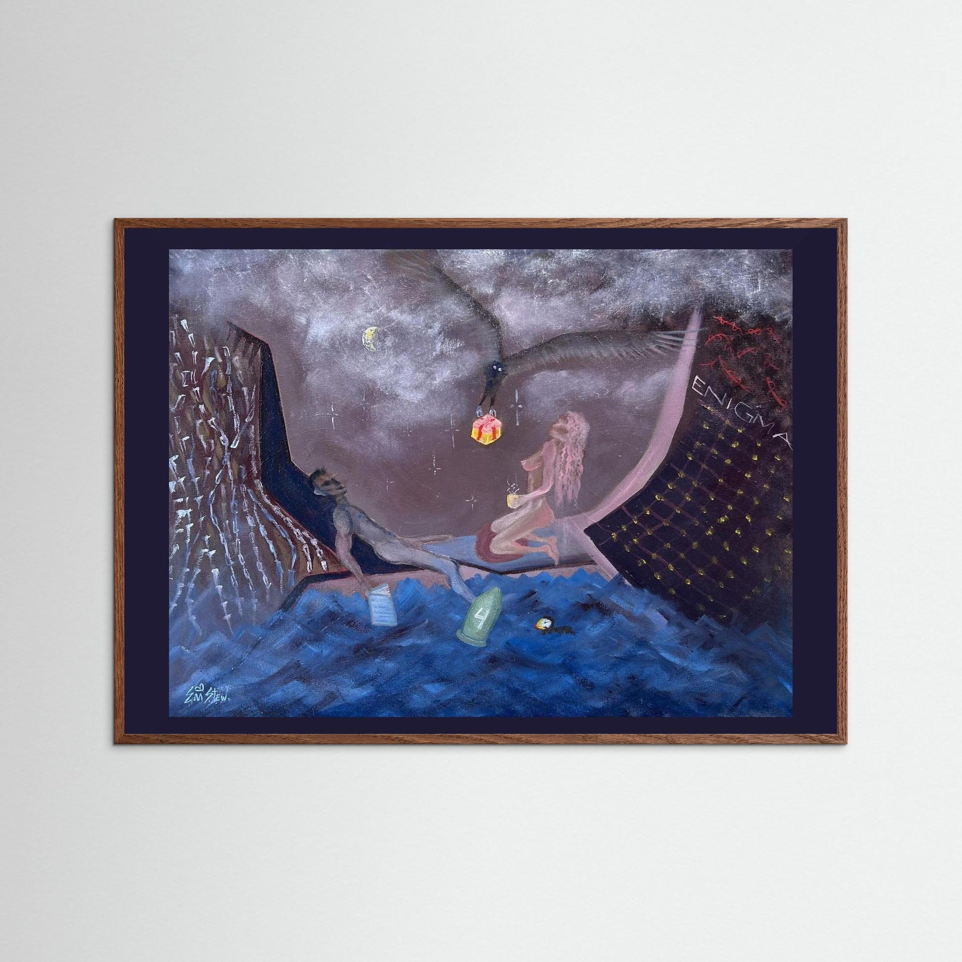 "Ocean" Scene Paper Print – Modern Surreal Oil Painting Wall Art