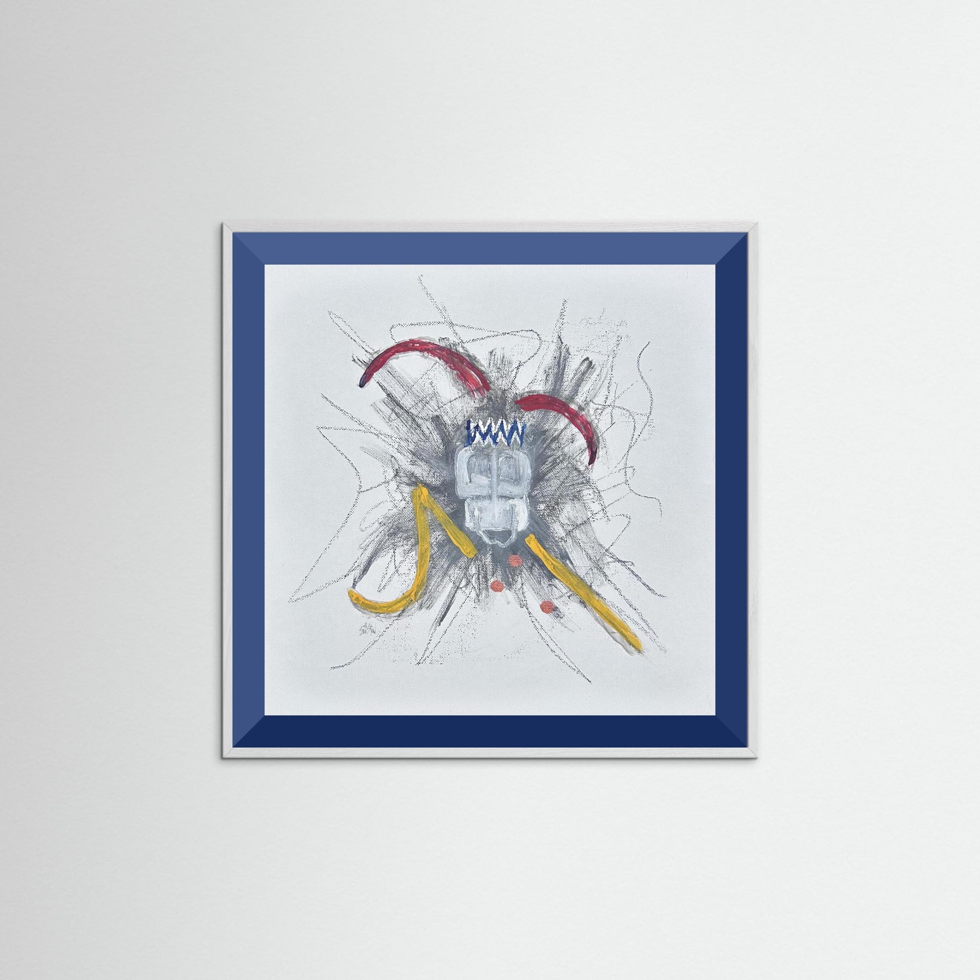 "Untitled" Jester Paper Print – Modern Expressionist Mixed Media Painting Wall Art