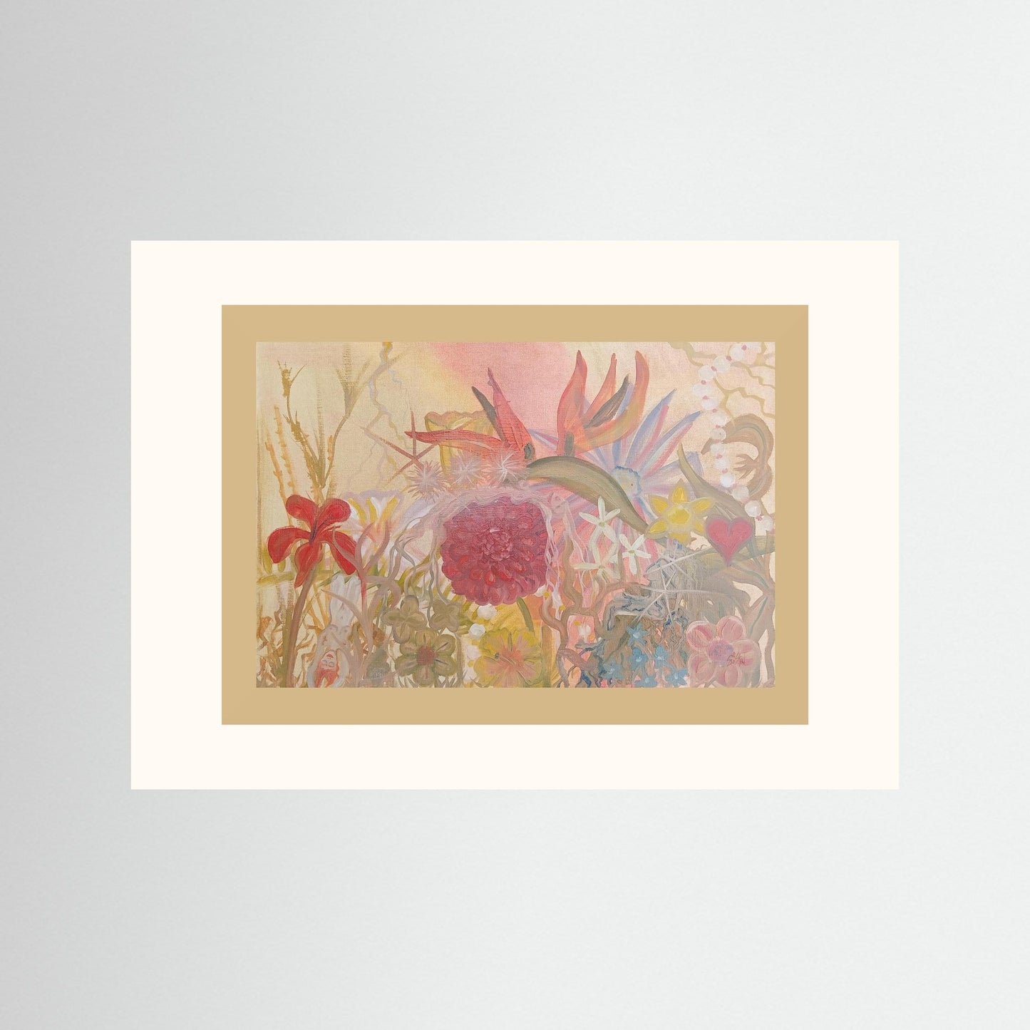 "In Touch With Reality" Floral Paper Print – Modern Oil Painting Wall Art