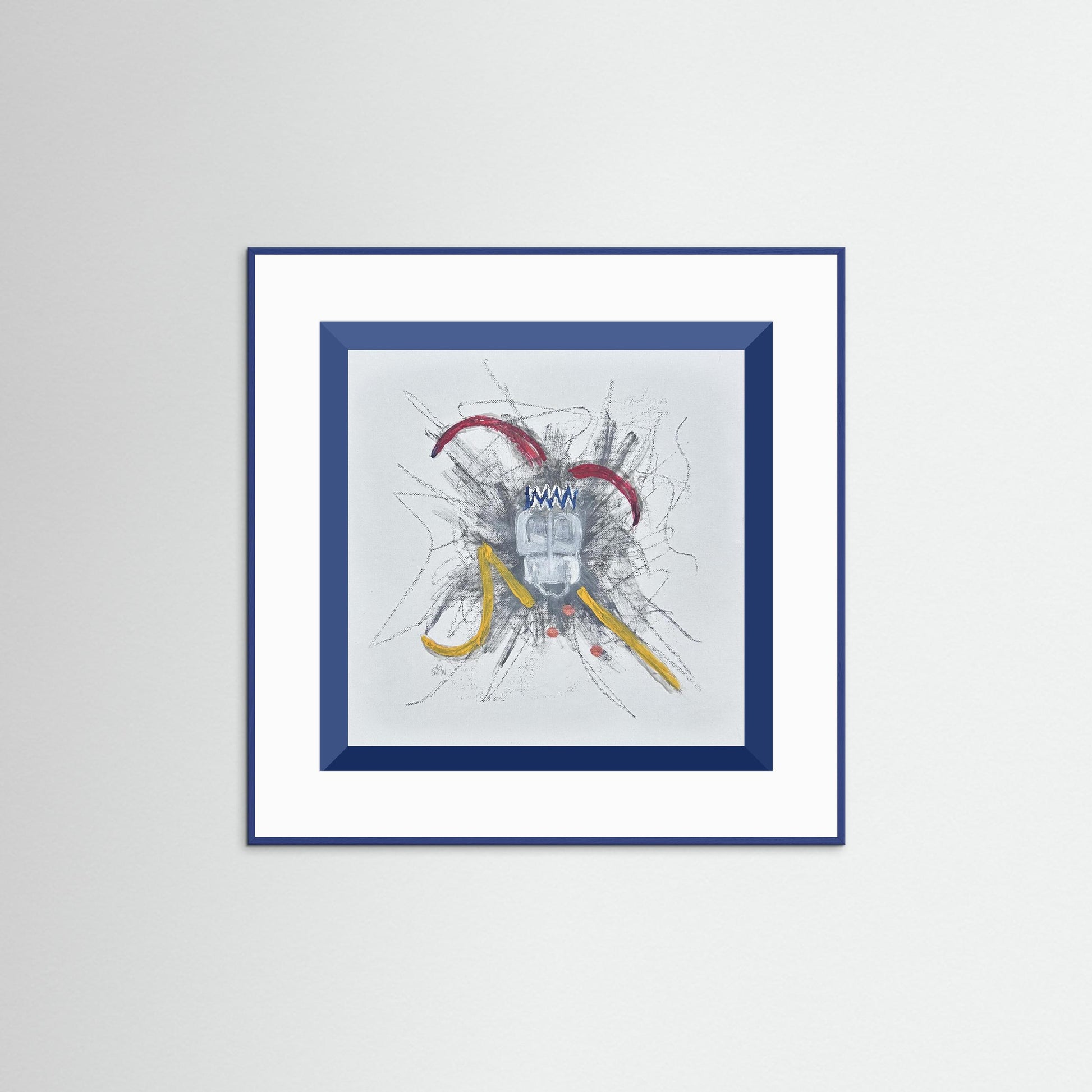 "Untitled" Jester Paper Print – Modern Expressionist Mixed Media Painting Wall Art
