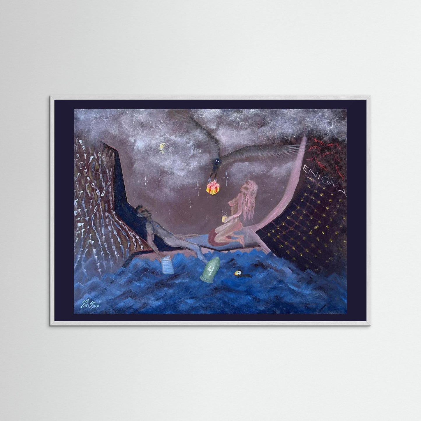 "Ocean" Scene Paper Print – Modern Surreal Oil Painting Wall Art