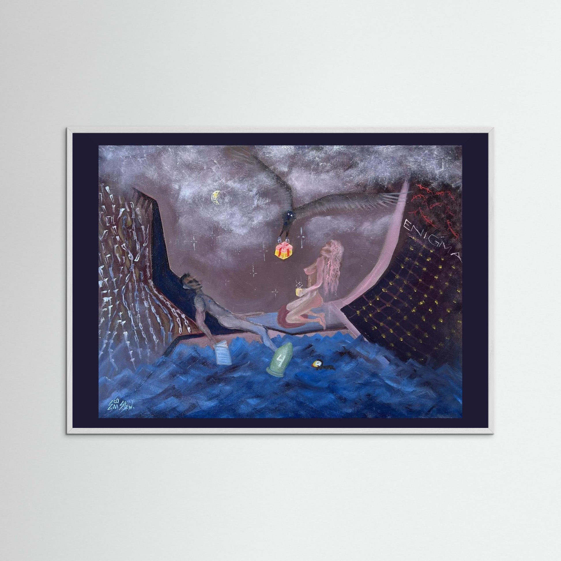 "Ocean" Scene Paper Print – Modern Surreal Oil Painting Wall Art