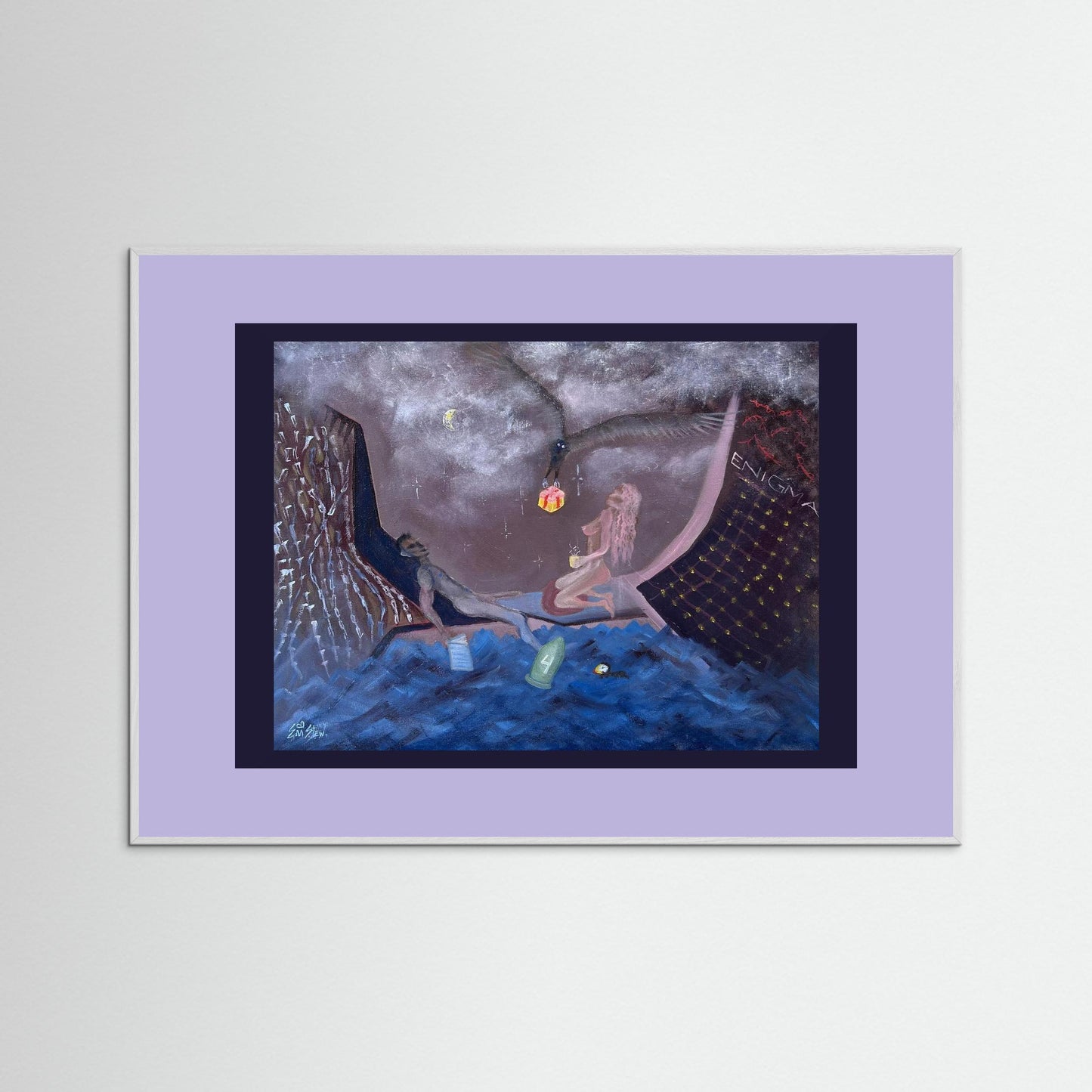 "Ocean" Scene Paper Print – Modern Surreal Oil Painting Wall Art