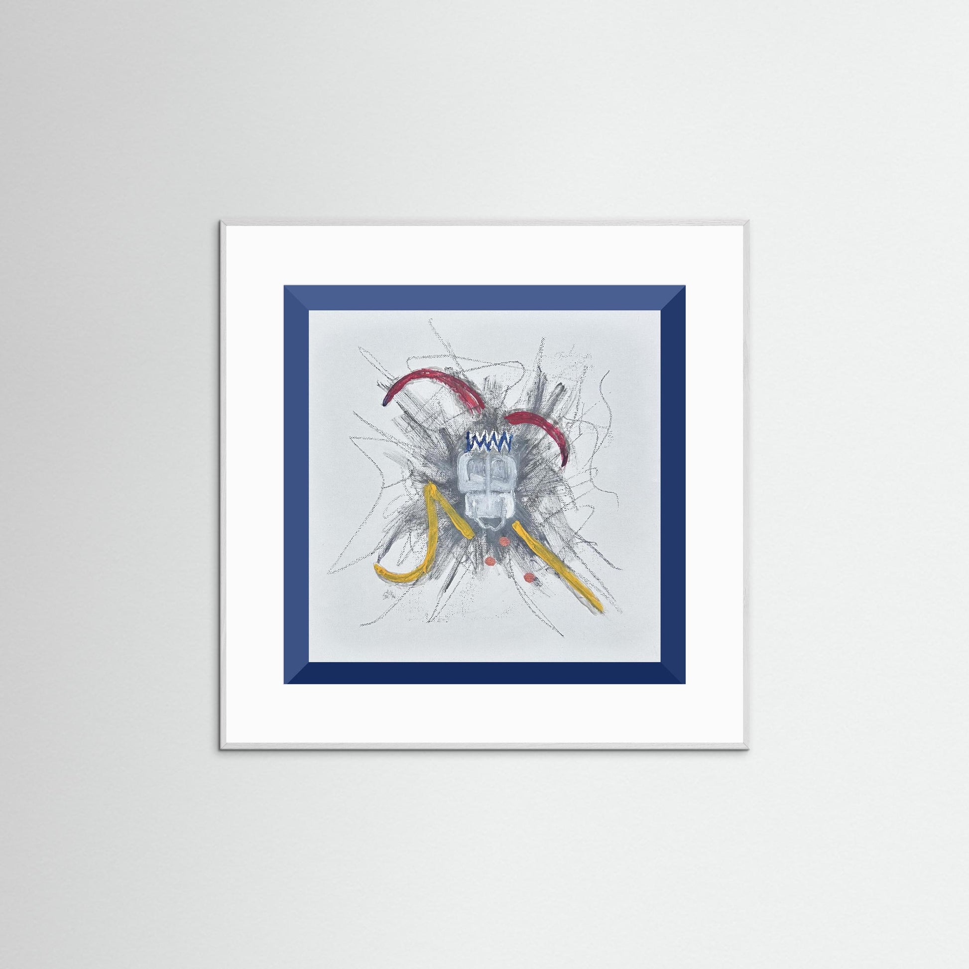 "Untitled" Jester Paper Print – Modern Expressionist Mixed Media Painting Wall Art