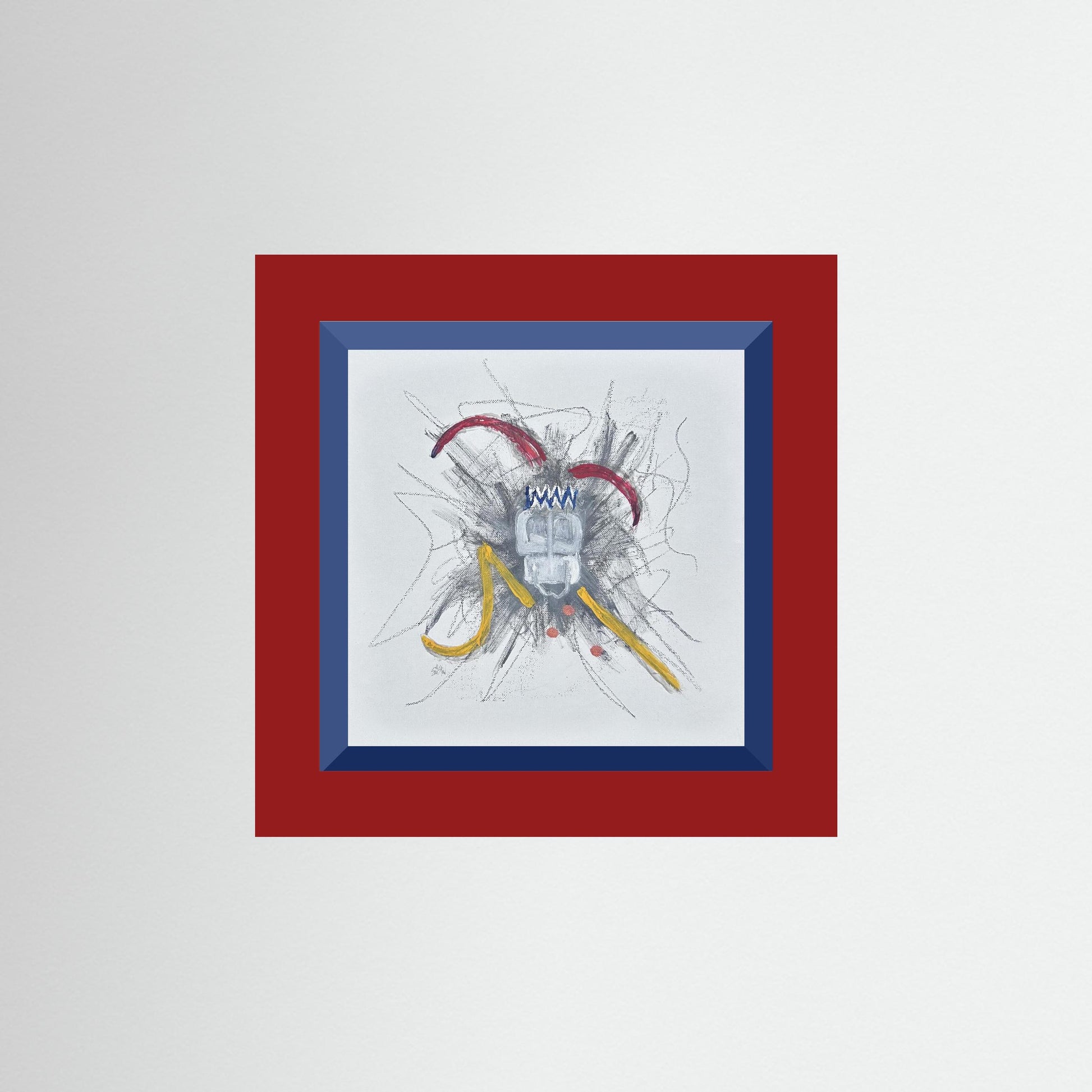 "Untitled" Jester Paper Print – Modern Expressionist Mixed Media Painting Wall Art