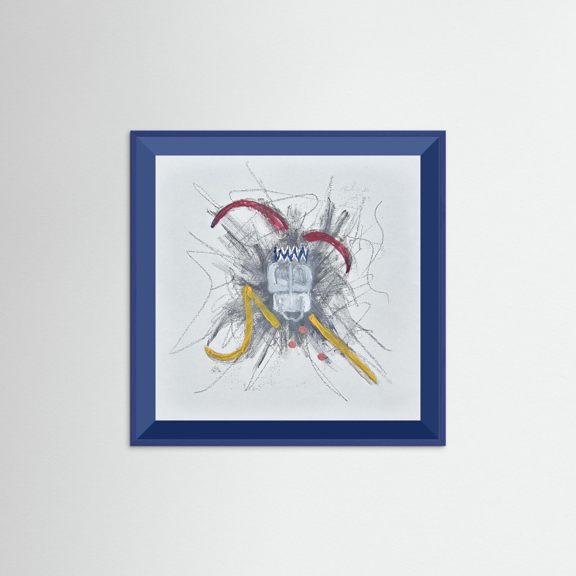 "Untitled" Jester Paper Print – Modern Expressionist Mixed Media Painting Wall Art