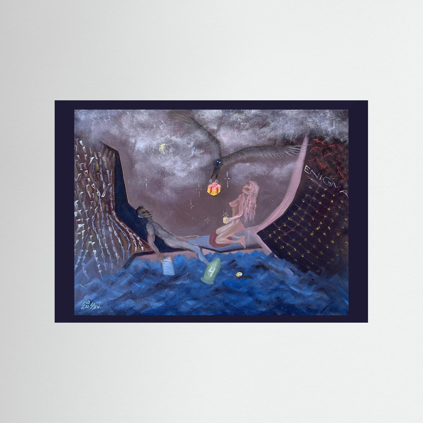 "Ocean" Scene Paper Print – Modern Surreal Oil Painting Wall Art