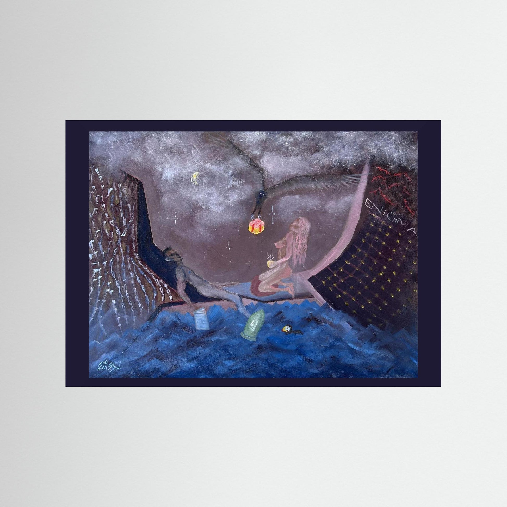 "Ocean" Scene Paper Print – Modern Surreal Oil Painting Wall Art