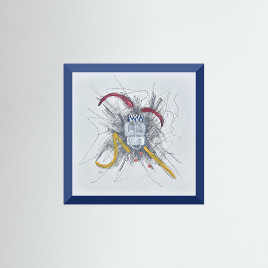 "Untitled" Jester Paper Print – Modern Expressionist Mixed Media Painting Wall Art