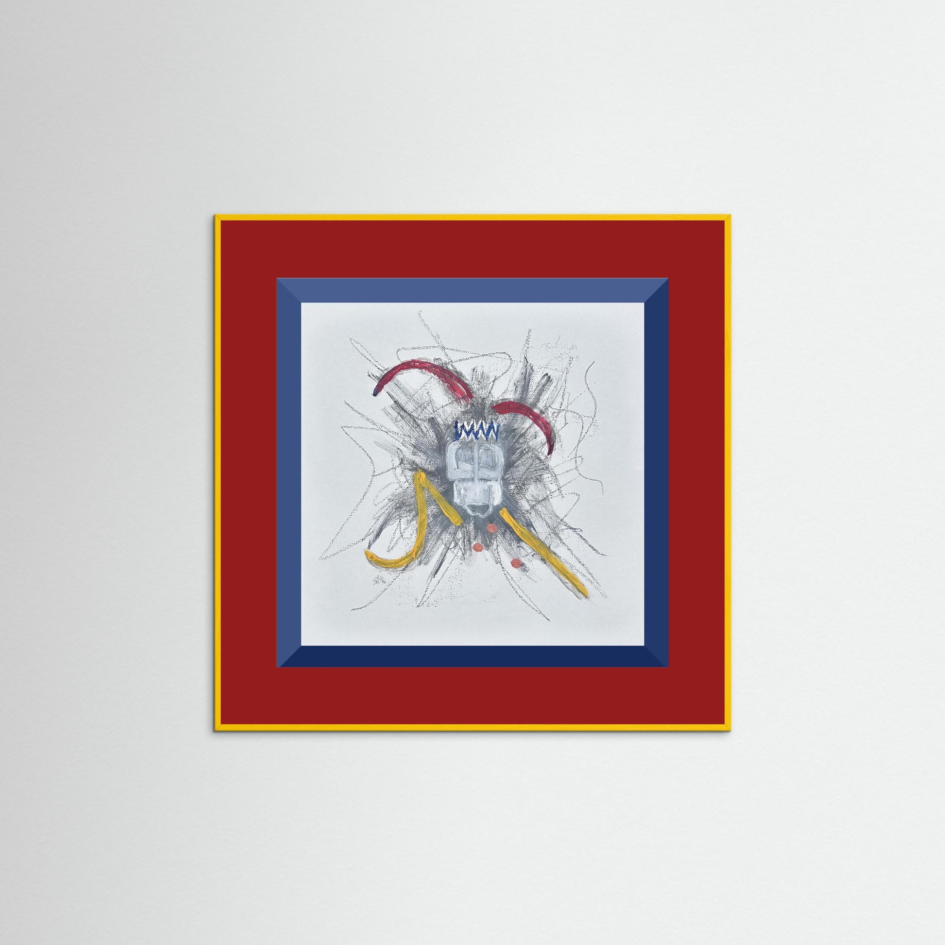 "Untitled" Jester Paper Print – Modern Expressionist Mixed Media Painting Wall Art