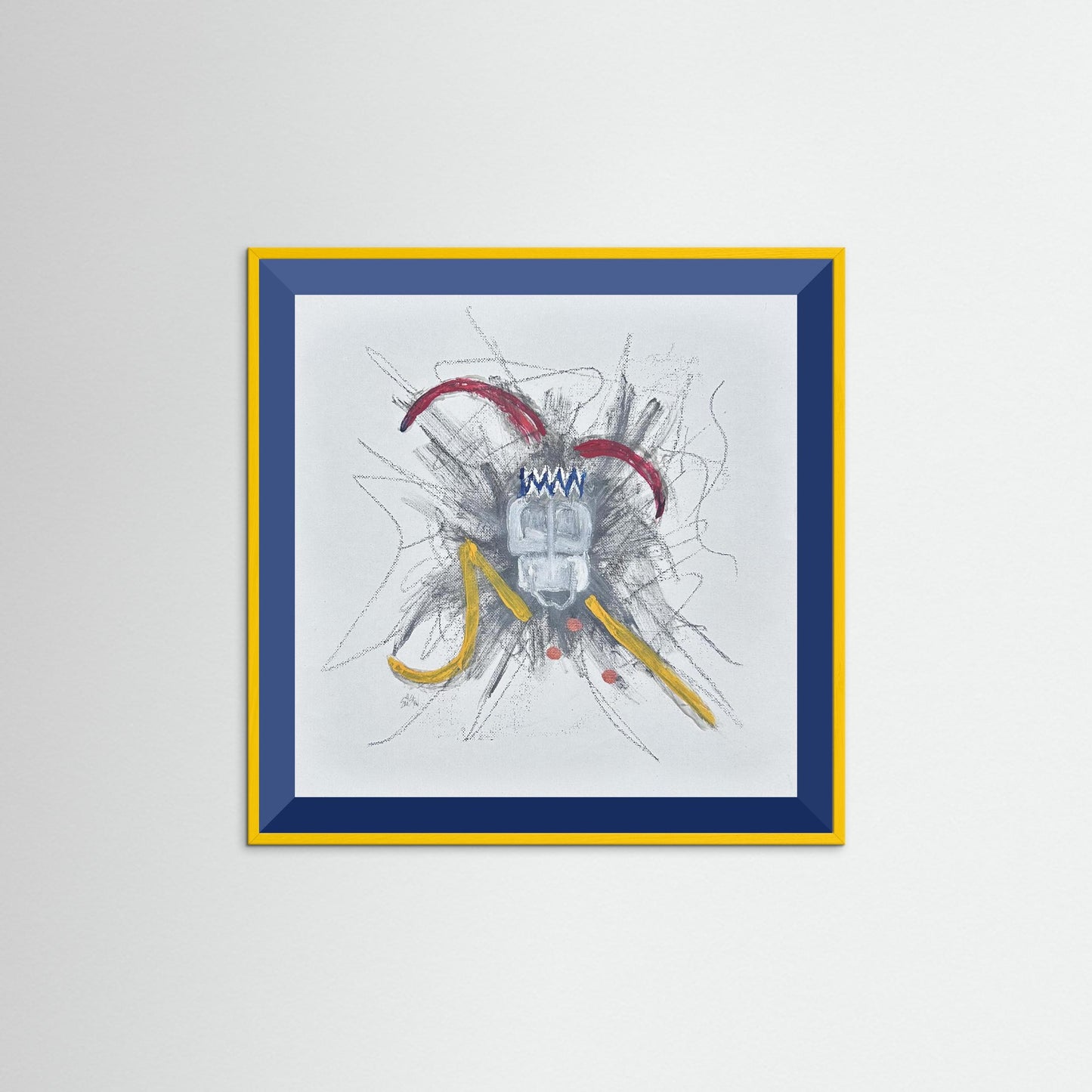 "Untitled" Jester Paper Print – Modern Expressionist Mixed Media Painting Wall Art