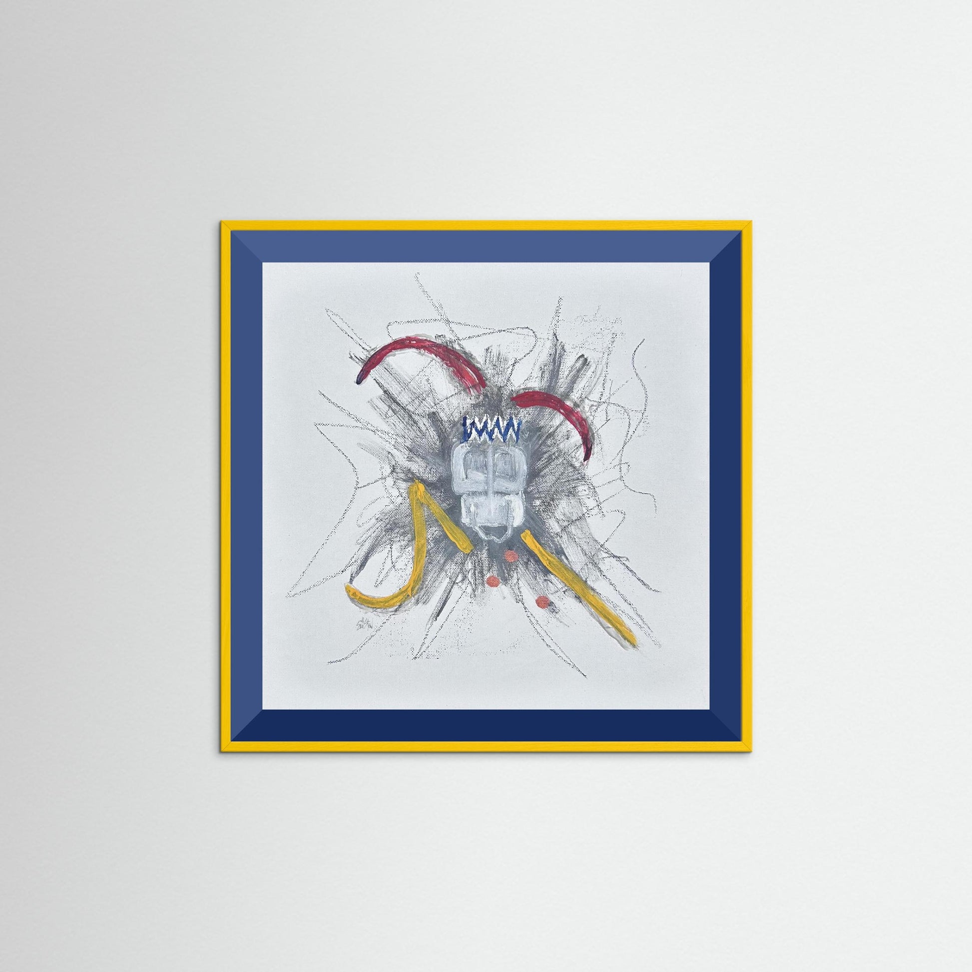 "Untitled" Jester Paper Print – Modern Expressionist Mixed Media Painting Wall Art