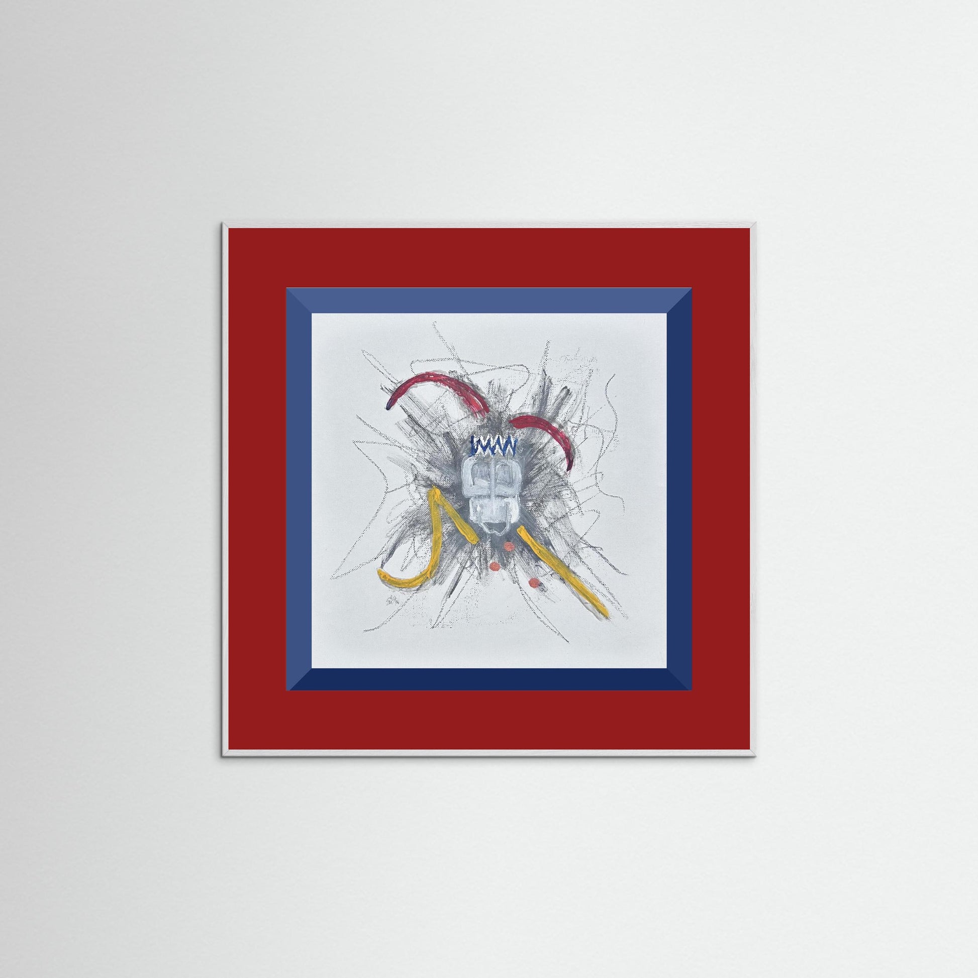 "Untitled" Jester Paper Print – Modern Expressionist Mixed Media Painting Wall Art