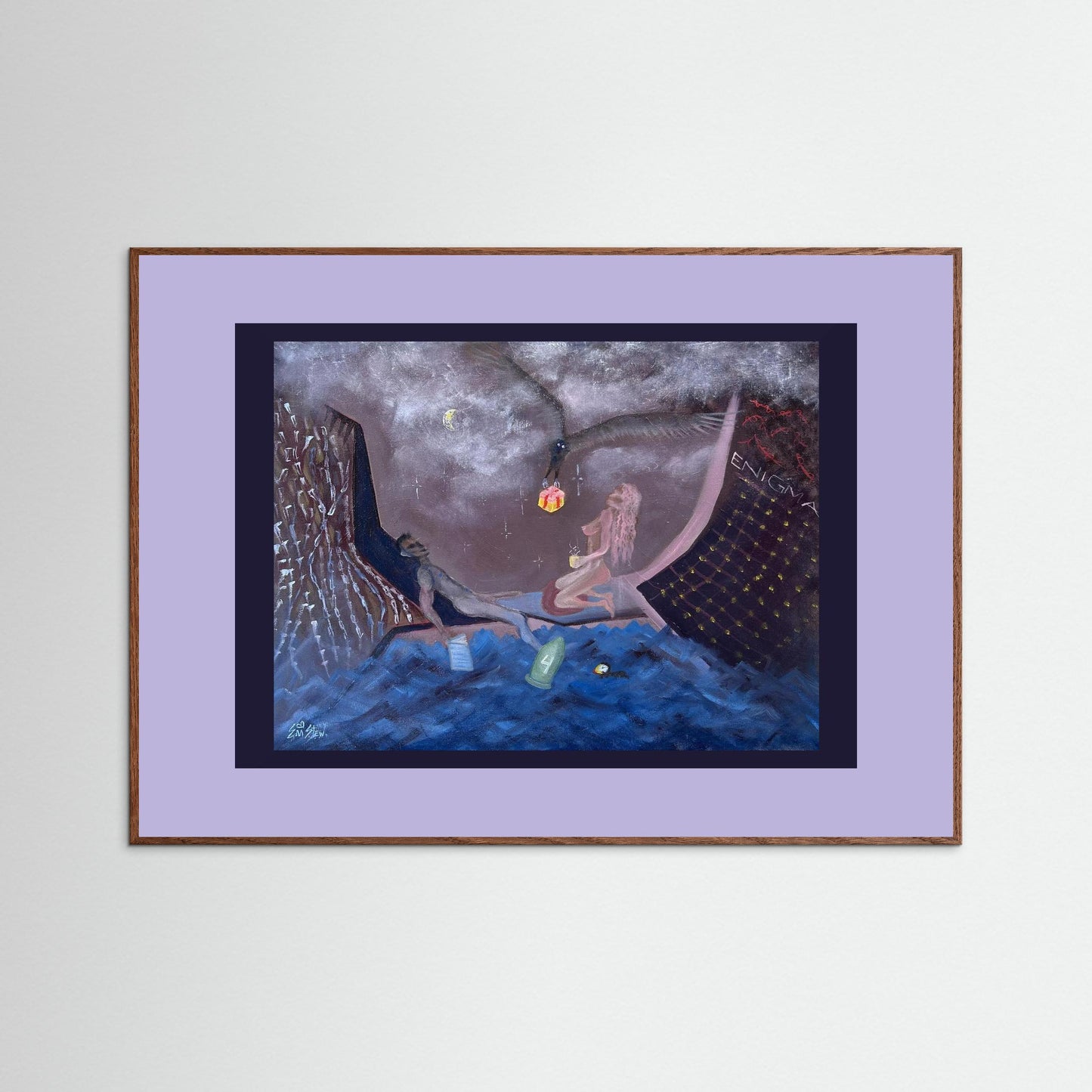 "Ocean" Scene Paper Print – Modern Surreal Oil Painting Wall Art