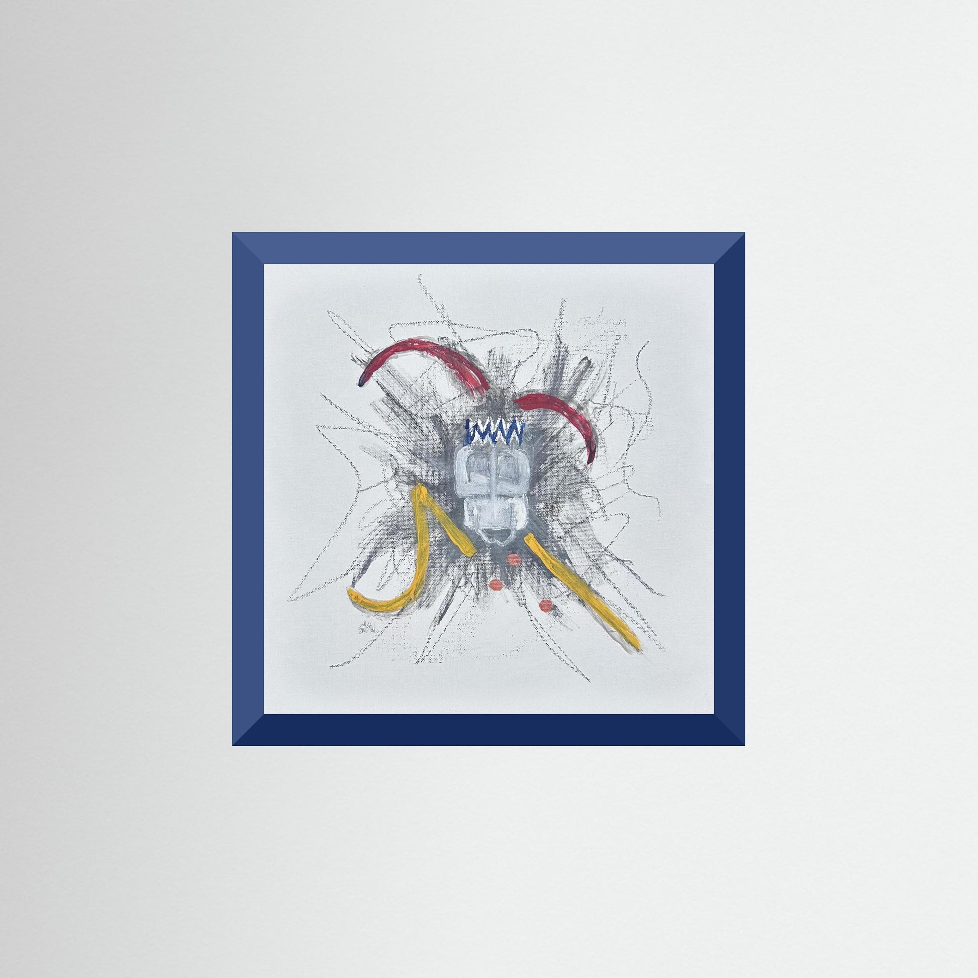 "Untitled" Jester Paper Print – Modern Expressionist Mixed Media Painting Wall Art