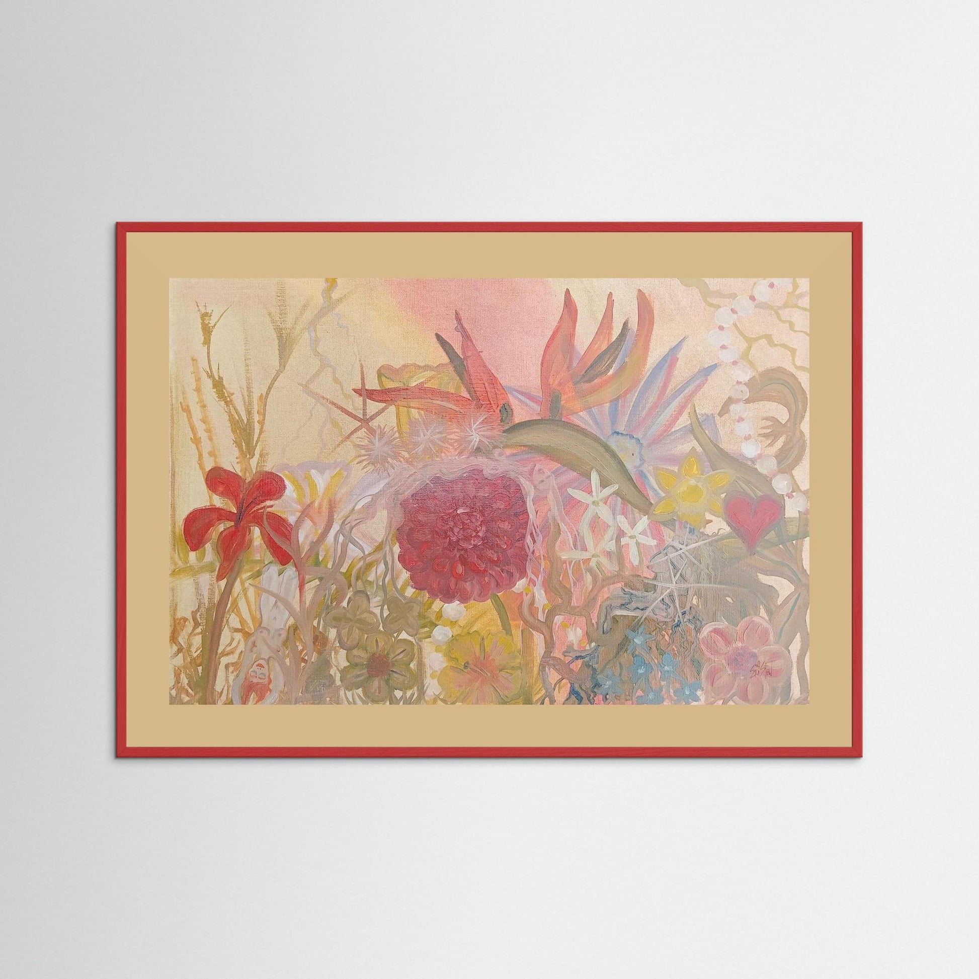 "In Touch With Reality" Floral Paper Print – Modern Oil Painting Wall Art