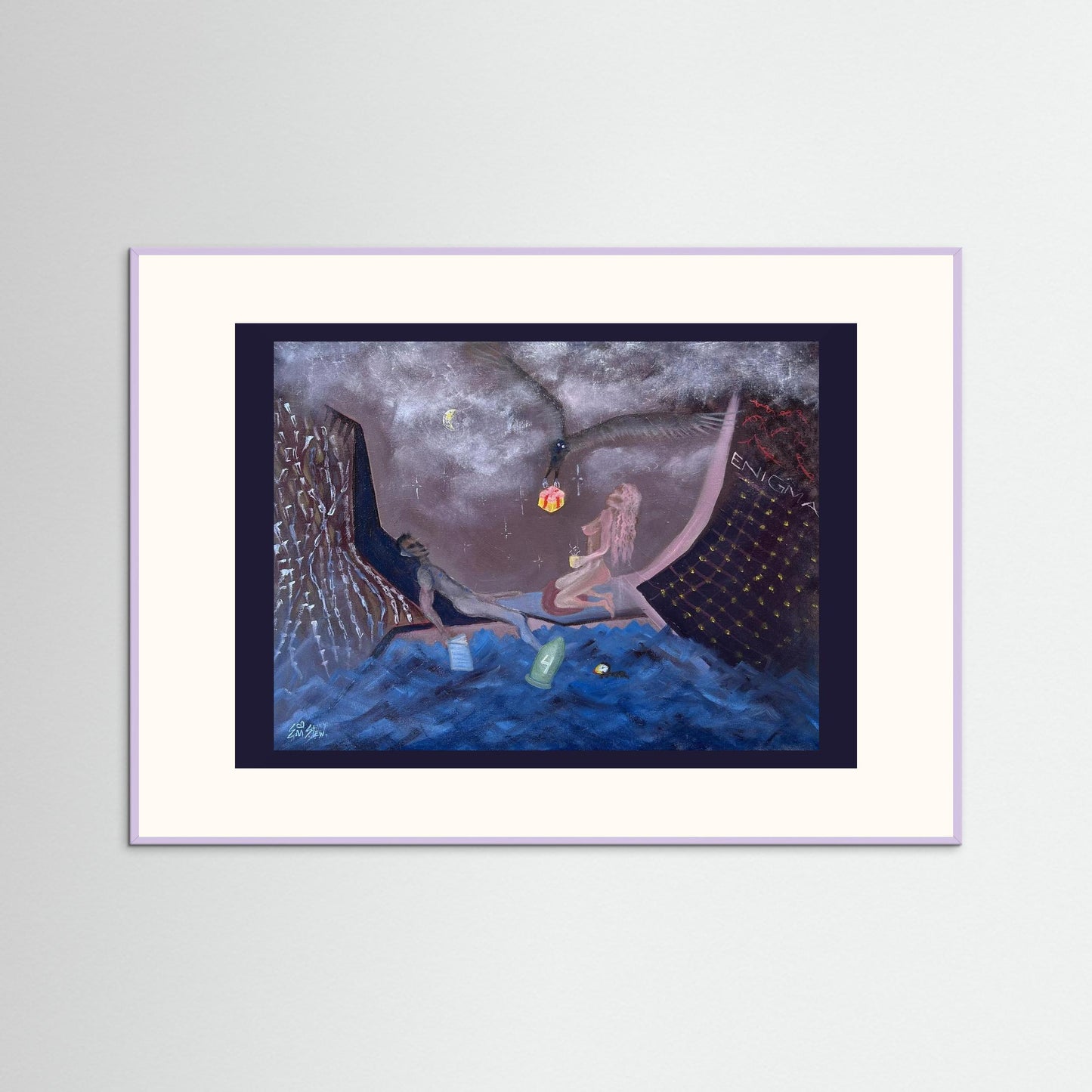 "Ocean" Scene Paper Print – Modern Surreal Oil Painting Wall Art