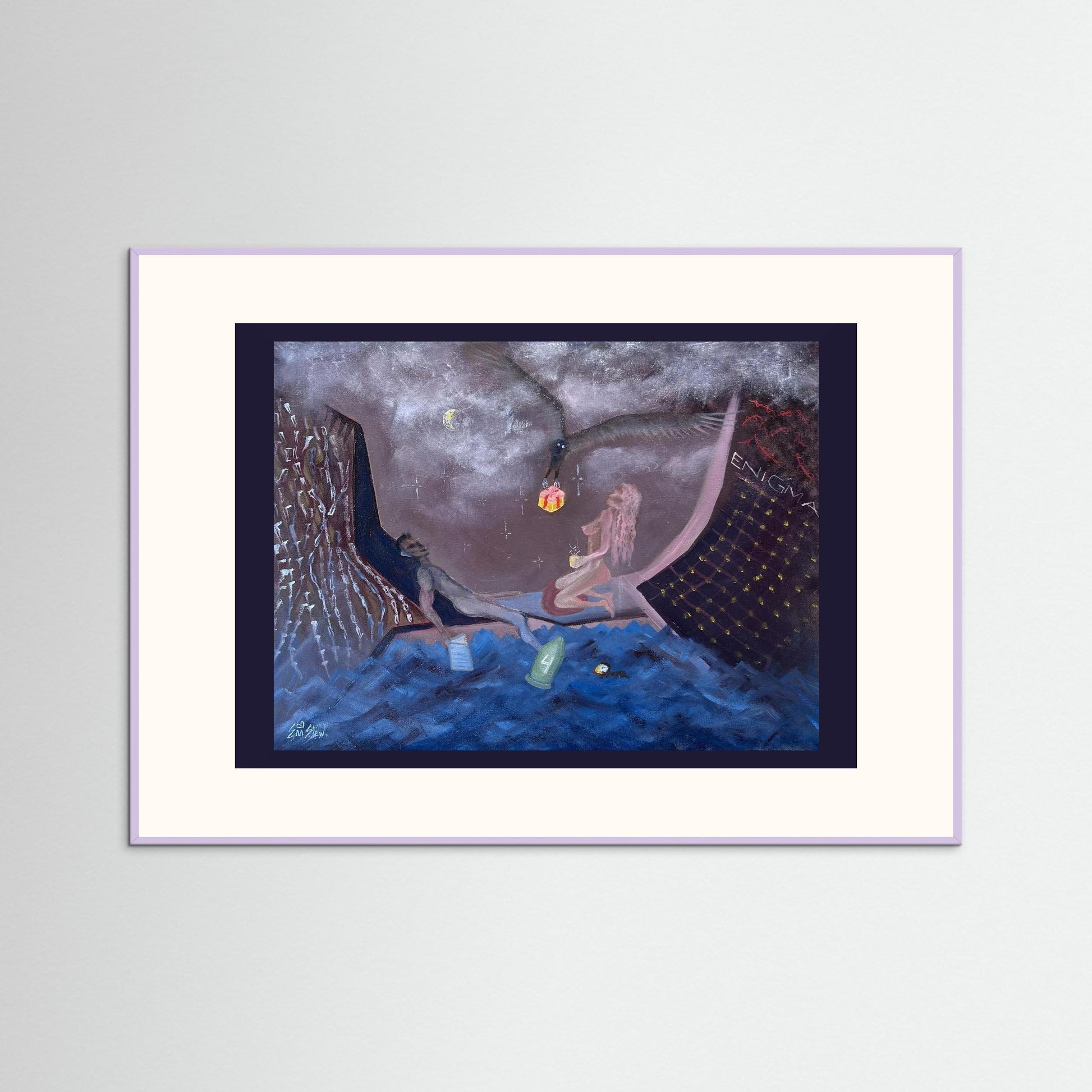 "Ocean" Scene Paper Print – Modern Surreal Oil Painting Wall Art